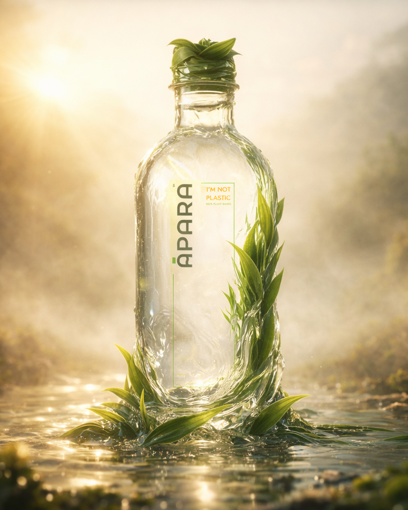 Apara Natural Mineral Water - 500 mL | I AM NOT PLASTIC | 100% Bio-Compostable Water Bottle