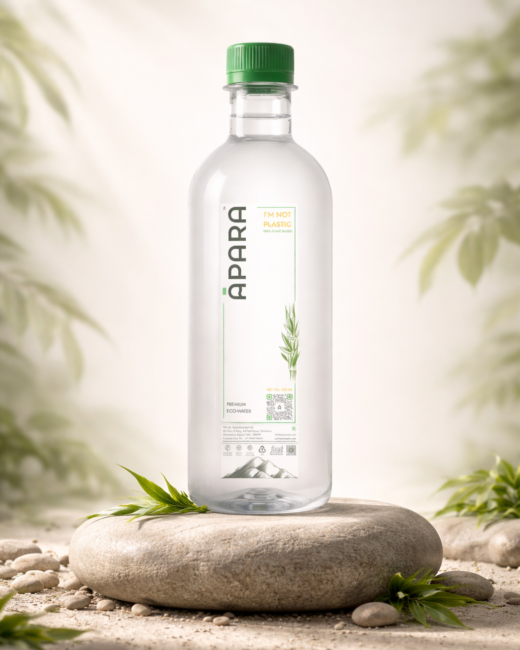 Apara Natural Mineral Water - 500 mL | I AM NOT PLASTIC | 100% Bio-Compostable Water Bottle