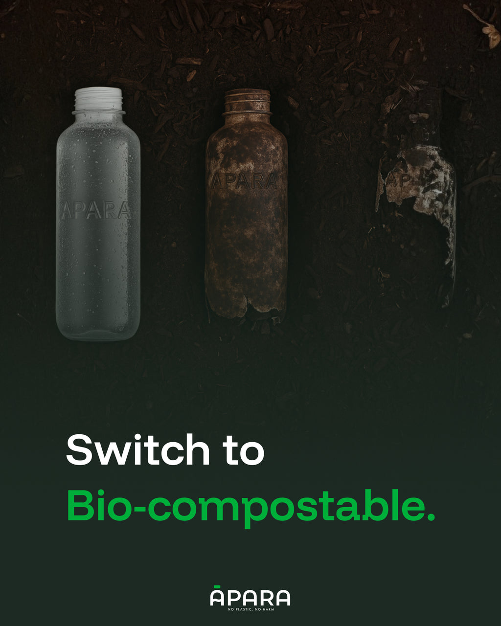Apara Natural Mineral Water - 500 mL | I AM NOT PLASTIC | 100% Bio-Compostable Water Bottle